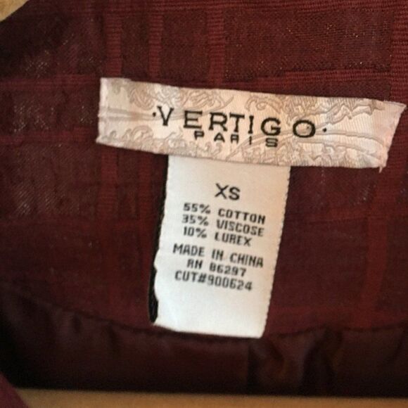 Vertigo Paris Burgundy Shimmer  Spring Fall Trench - Picture 5 of 5